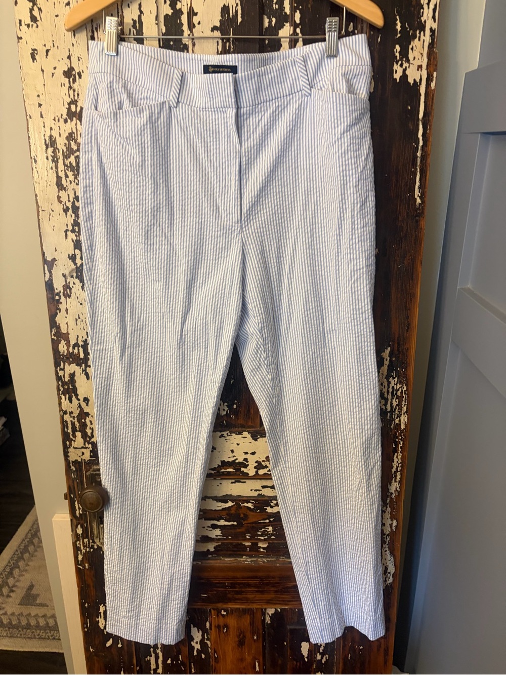 Brooks Brothers Seersucker women’s  Ankle pants stretch cotton size 12 classic.